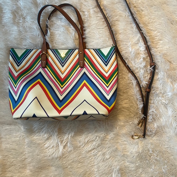 Tory Burch Kerrington Tote w Zigzag Stripes - Picture 1 of 6